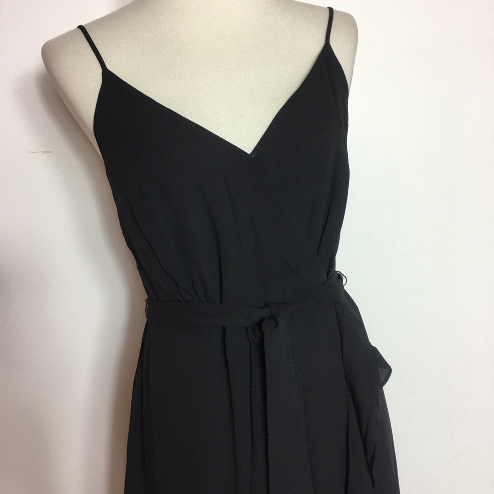 J.crew Ruffle Drapey Faux Wrap Black Dress - Picture 4 of 6